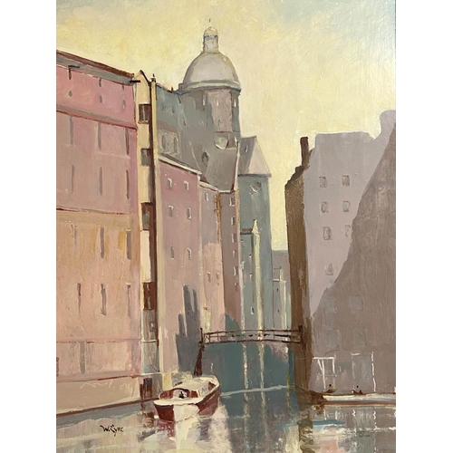 73 - WILLIAM EYRE (British 1891-1999), 'T Kolkje, Amsterdam', oil on board, 58cm x 44cm, framed.