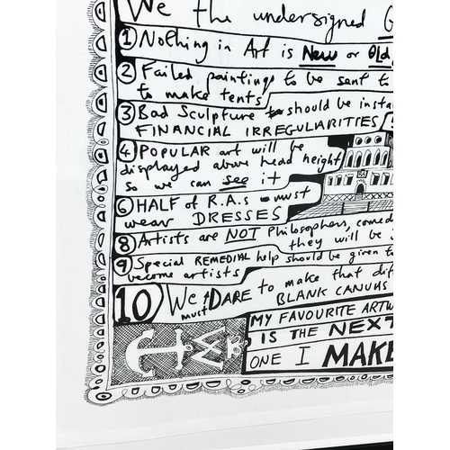 82 - SIR GRAYSON PERRY, Handkerchief Artwork entitled, 'Red Alan Manifesto, digital print on a cotton nap... 