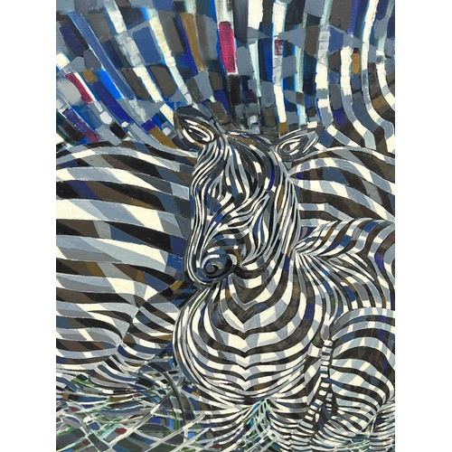 84 - CHARLES MUNRO MBE MSIAD (20th century British) 'Zebras', oil on canvas, signed and dated 1969, 101cm... 