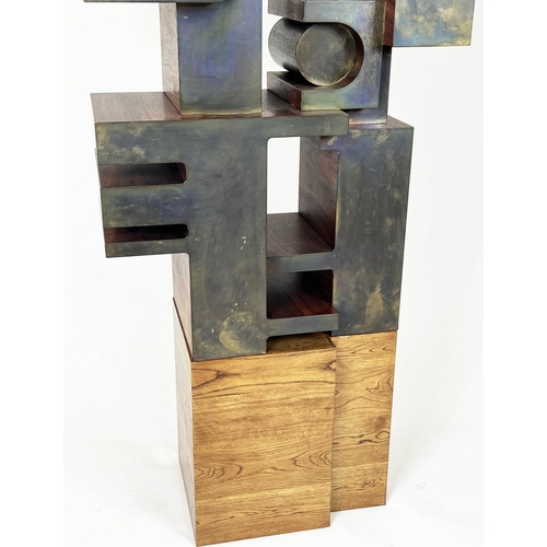 99 - MANNER OF ETTORE SOTTSAS, 'Abstract Form', rosewood and brass faced, 144cm H x 80cm W x 35cm D (with... 