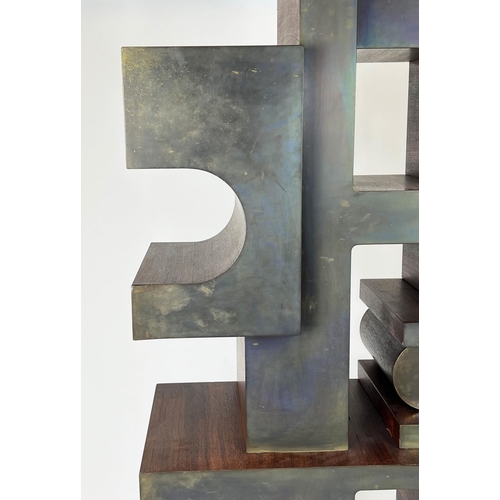 99 - MANNER OF ETTORE SOTTSAS, 'Abstract Form', rosewood and brass faced, 144cm H x 80cm W x 35cm D (with... 