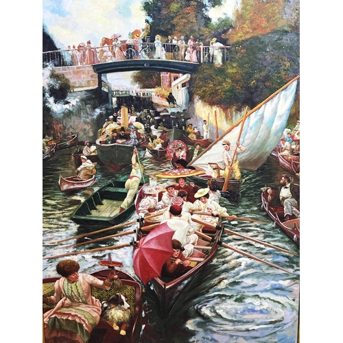 19 - AFTER EDWARD JOHN GREGORY (British 1850-1909), 'Boulter's Lock, Sunday Afternoon', oil on canvas, 90... 