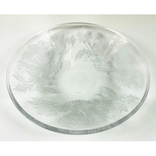 2 - CHRISTOFLE PARIS ORANGERIE CRYSTAL CENTRE PIECE BOWL, with etched thistle motif, 36cm diam., along w... 