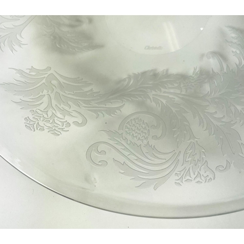 2 - CHRISTOFLE PARIS ORANGERIE CRYSTAL CENTRE PIECE BOWL, with etched thistle motif, 36cm diam., along w... 