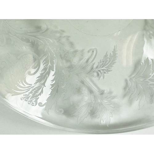 2 - CHRISTOFLE PARIS ORANGERIE CRYSTAL CENTRE PIECE BOWL, with etched thistle motif, 36cm diam., along w... 