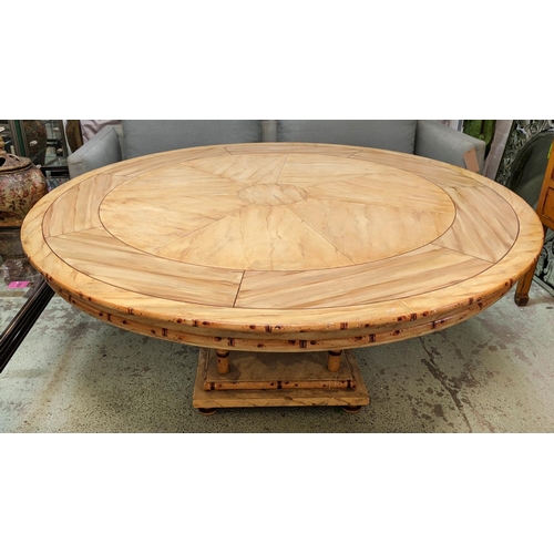 276 - DINING TABLE, 169cm diam. x 73.5cm H, single pedestal base, faux bamboo design.