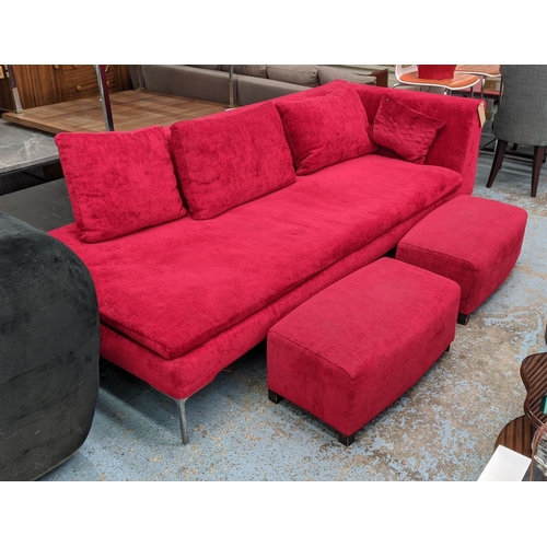 311 - B&B ITALIA 'CHARLES' SOFA, 96cm D x 75cm H x 216cm, by Antonio Citterio, in a red chenille fabric wi... 