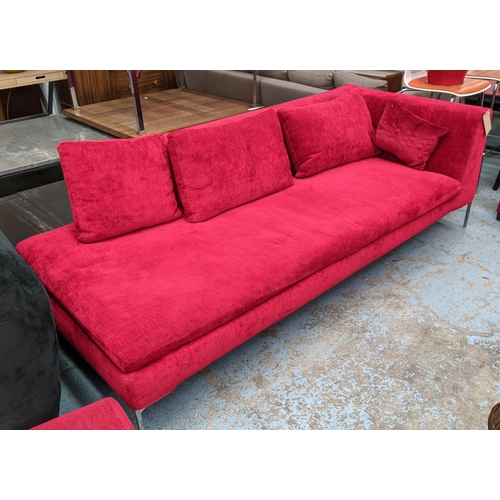 311 - B&B ITALIA 'CHARLES' SOFA, 96cm D x 75cm H x 216cm, by Antonio Citterio, in a red chenille fabric wi... 