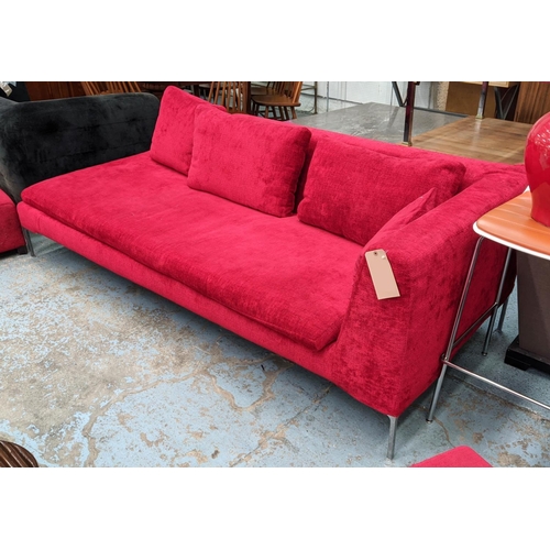 311 - B&B ITALIA 'CHARLES' SOFA, 96cm D x 75cm H x 216cm, by Antonio Citterio, in a red chenille fabric wi... 