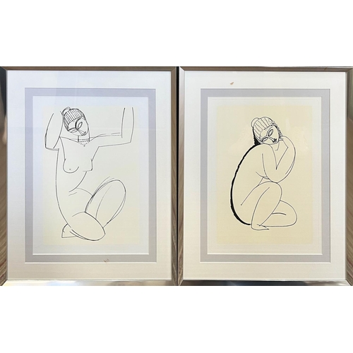 34 - AFTER AMEDEO MODIGLIANI (Italian 1884-1920), 'Seated Women', offset lithographs, 40cm x 30cm, framed... 