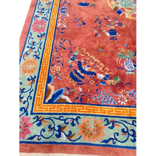 38 - ANTIQUE CHINESE ART DECO CARPET, 360cm x 280cm.