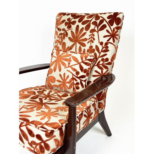 56 - PARKER KNOLL ARMCHAIR, circa 1960, beechwood with floral upholstery, 84cm H x 64cm W.