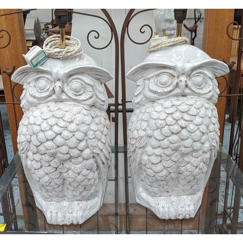 351 - PAOLO MOSCHINO CERAMIC OWL TABLE LAMPS, a pair, 55cm H. (2)