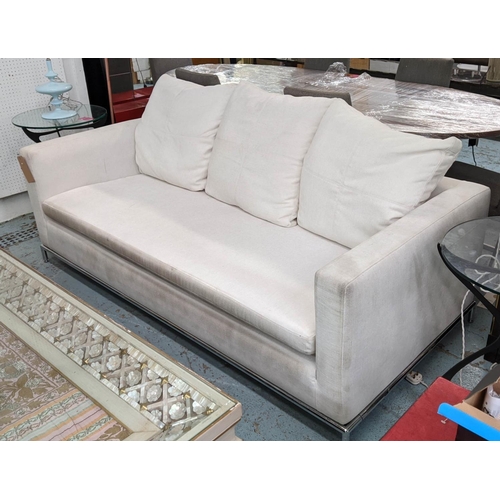 315 - CAMERICH SOFA, white fabric upholstered, 195cm W.