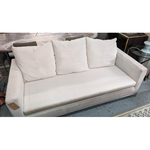 315 - CAMERICH SOFA, white fabric upholstered, 195cm W.