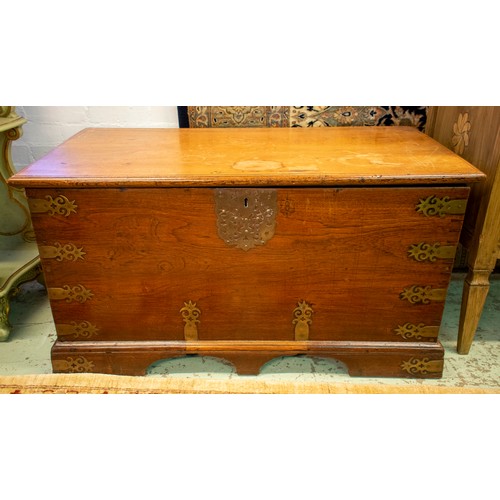 226 - TRUNK, 62cm H x 117cm W x 63cm D, 19th century Anglo Indian teak & brass bound with fitted compartme... 