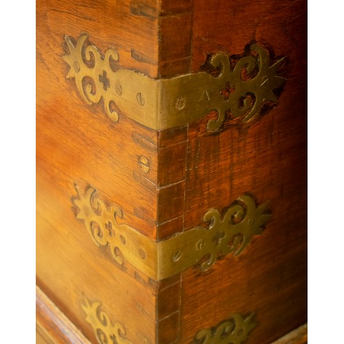 226 - TRUNK, 62cm H x 117cm W x 63cm D, 19th century Anglo Indian teak & brass bound with fitted compartme... 