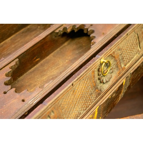 226 - TRUNK, 62cm H x 117cm W x 63cm D, 19th century Anglo Indian teak & brass bound with fitted compartme... 