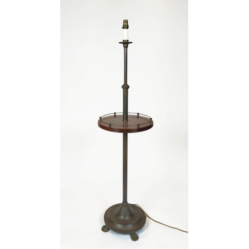 288 - BESSELINK & JONES STANDARD LAMP, mahogany & brass, 138cm H