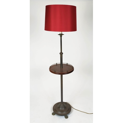 288 - BESSELINK & JONES STANDARD LAMP, mahogany & brass, 138cm H