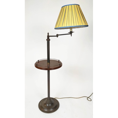 289 - BESSELINK & JONES STANDARD LAMP, mahogany & brass, 138cm H