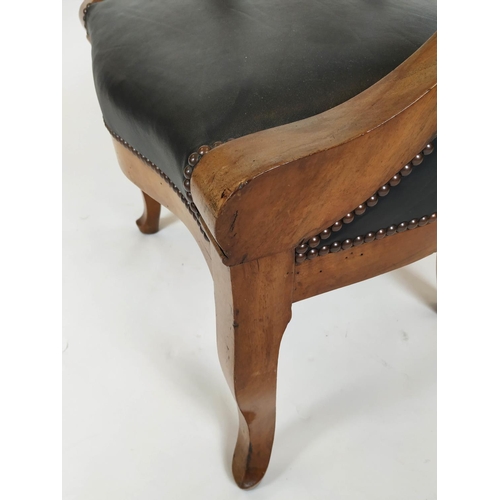 292 - FAUTEUIL DE BUREAU, Louis Philippe walnut with leather seat. 77cm H x 62cm W