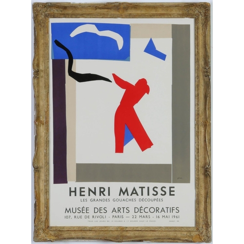 104 - HENRI MATISSE, rare original lithographic poster, signed in the plate - 1961, 67cm x 47.5cm, Les Gra... 