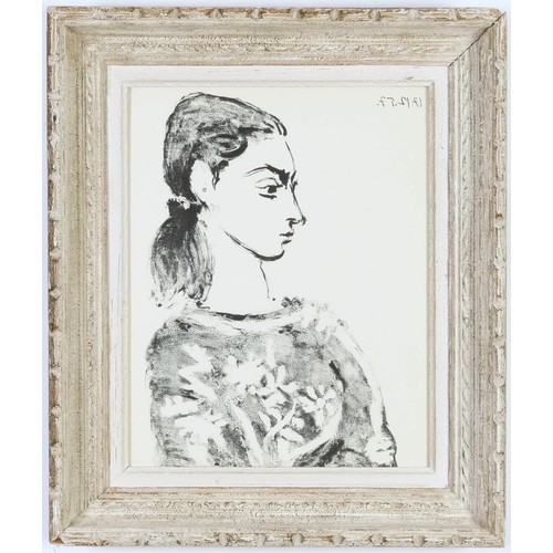 119 - PABLO PICASSO, Francoise in Embroidered Blouse, 39.5cm x 31.5cm, lithograph dated in the plate, Cinc... 