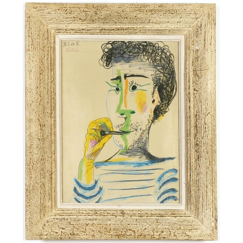 120 - PABLO PICASSO, Le Fumeur - The Smoker, 58cm x 39cm, photolithograph, signed in the plate. editions c... 