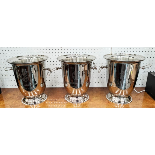 318 - CHAMPAGNE BUCKETS, a  set of three, 24cm H x 24cm diam., each stamped Louis Roederer. (3)