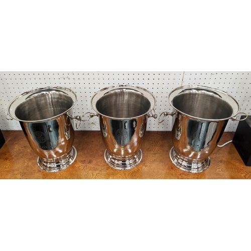 318 - CHAMPAGNE BUCKETS, a  set of three, 24cm H x 24cm diam., each stamped Louis Roederer. (3)