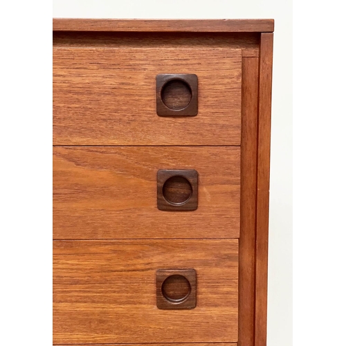 411 - CHEST BY WRIGHTON, 1970s teak with five long drawers and recessed handles, 77cm W x 43cm D x 107cm H... 