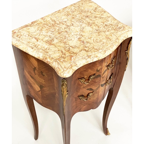 181 - TABLES DE NUIT, a pair, French Louis XV style Kingwood, marquetry inlaid and gilt metal mounted each... 