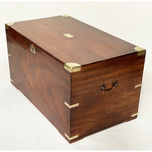 173 - TRUNK, 19th century Chinese Export camphorwood and brass bound with rising lid and carrying handles,... 