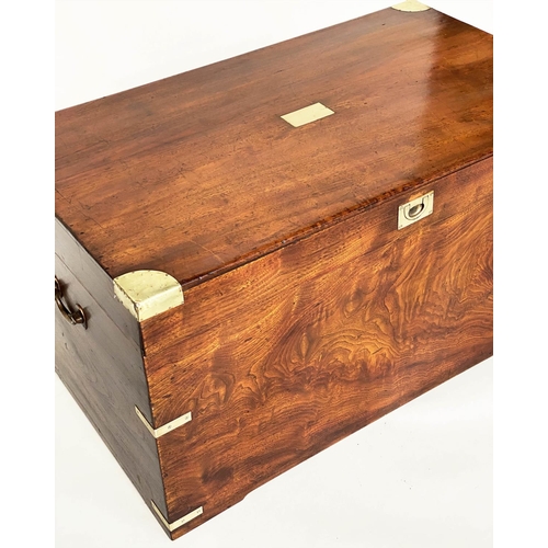 173 - TRUNK, 19th century Chinese Export camphorwood and brass bound with rising lid and carrying handles,... 