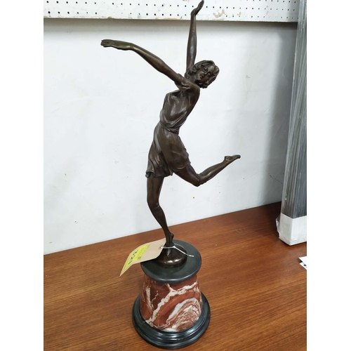 321 - AFTER BRUNO ZACH, Dancing Woman, 64cm H, bronzed metal on stone base.