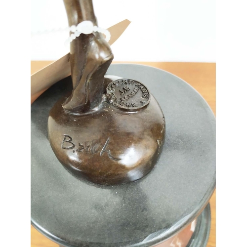 321 - AFTER BRUNO ZACH, Dancing Woman, 64cm H, bronzed metal on stone base.