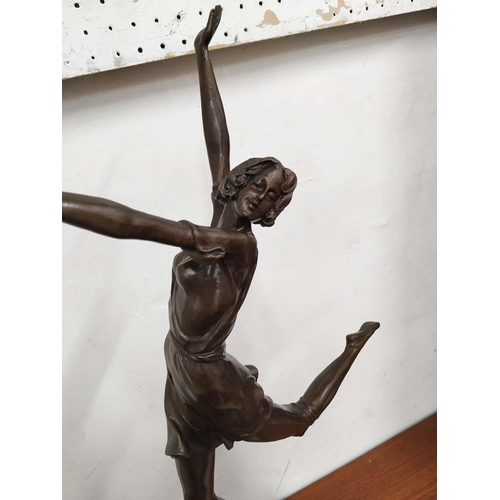 321 - AFTER BRUNO ZACH, Dancing Woman, 64cm H, bronzed metal on stone base.