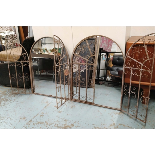 322 - ARCHITECTURAL MIRRORS, a pair, 90cm x 70cm, gated design. (2)