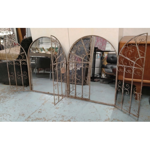 322 - ARCHITECTURAL MIRRORS, a pair, 90cm x 70cm, gated design. (2)