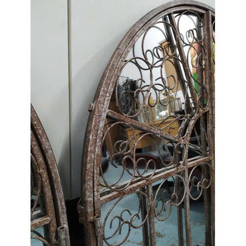 322 - ARCHITECTURAL MIRRORS, a pair, 90cm x 70cm, gated design. (2)