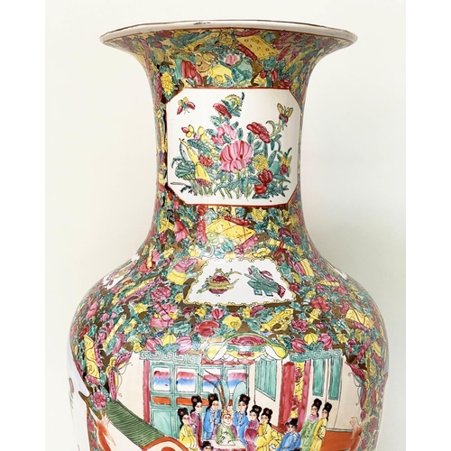 128 - TEMPLE VASE, 95cm H, Chinese ceramic Famille Verte decorated.