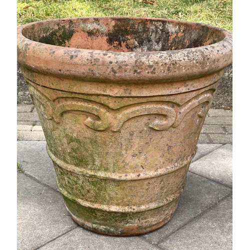 148 - TERRACOTTA FLOWER POTS/PLANTERS, a pair, 57cm W x 50cm H, weathered terracotta, of traditional form,... 