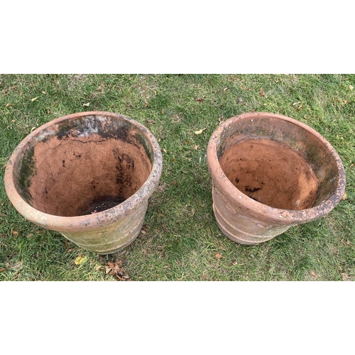 148 - TERRACOTTA FLOWER POTS/PLANTERS, a pair, 57cm W x 50cm H, weathered terracotta, of traditional form,... 