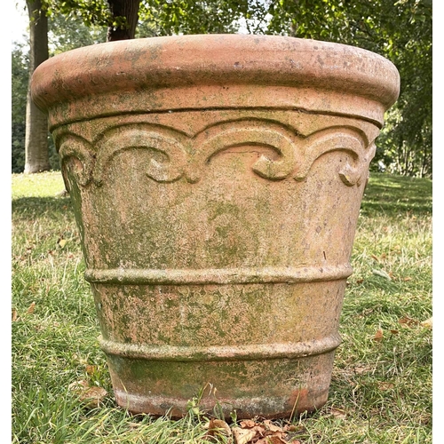 148 - TERRACOTTA FLOWER POTS/PLANTERS, a pair, 57cm W x 50cm H, weathered terracotta, of traditional form,... 