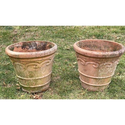 148 - TERRACOTTA FLOWER POTS/PLANTERS, a pair, 57cm W x 50cm H, weathered terracotta, of traditional form,... 