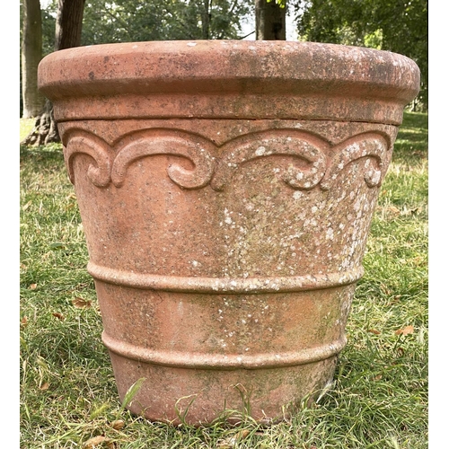 148 - TERRACOTTA FLOWER POTS/PLANTERS, a pair, 57cm W x 50cm H, weathered terracotta, of traditional form,... 