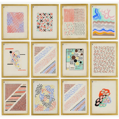 117 - SONIA DELAUNAY, a set of 12 very rare pochoir, each 32cm x 24cm, . Suite: Compositions couleurs Idee... 