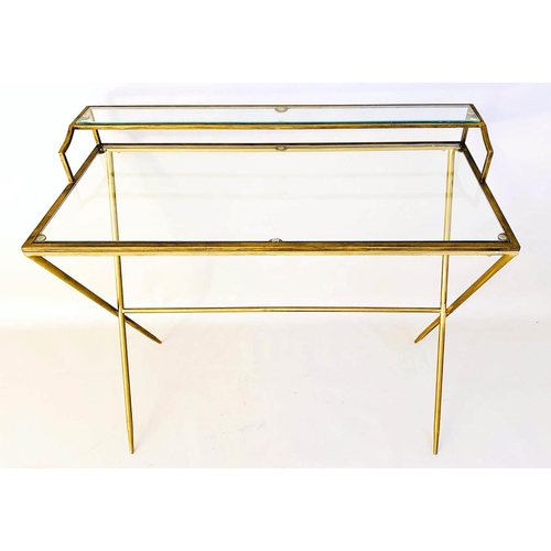 240 - WRITING DESK, 87cm H x 95cm W x 42cm D, 1960s French style, glass and gilt metal frame.