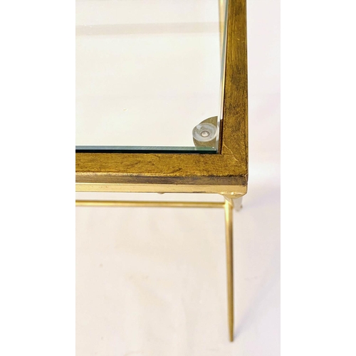 240 - WRITING DESK, 87cm H x 95cm W x 42cm D, 1960s French style, glass and gilt metal frame.